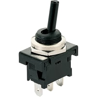 Marquardt Switches Switch, Toggle, SPDT, (ON)-OFF-ON, IP40, 6A, 250VAC, Non-Illuminated, Black