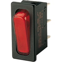 Marquardt Switches Switch, Rocker, SPST, ON-OFF, IP40, 16A, 250VAC, Illum, 230V, Red, QC, 6.3