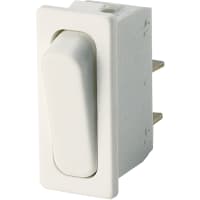 Marquardt Switches Switch, Rocker, SPST, ON-OFF, IP40, 16A, 125-250VAC, Non-Illum, White w/White Base, QC