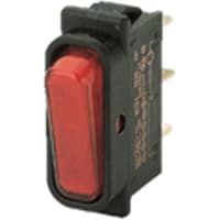 Marquardt Switches Switch, Rocker, SPST, ON-OFF, IP40, 16A, 125-250VAC, Non-Illum, Blk, Lower Flange, QC, 6.3