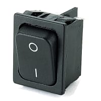 Marquardt Switches Switch, Rocker, DPST, ON-OFF, IP40, 6A, 125-250VAC, Non-Illum, Black, I/O Legend, QC 6.3