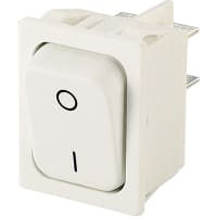 Marquardt Switches Switch, Rocker, DPST, ON-OFF, IP40, 16A, 125-250VAC, Non-Illum, White, I/O Legend, QC, 6.3