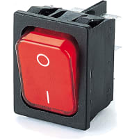 Marquardt Switches Switch, Rocker, DPST, ON-OFF, IP40, 6A, 250VAC, Illuminated, 230V, I/O Legend, Red, QC, 6.3