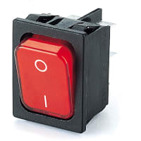 Marquardt Switches Rocker Switch, Illumin, DPST/ON-OFF, 10A, 12VDC, 12V, Legend, Red, 1830 Series