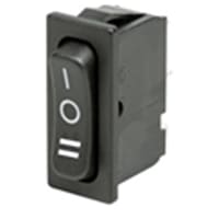 Marquardt Switches Switch, Rocker, SPDT, (ON)-OFF-ON, 6A, 125-250VAC, Non-Illum, Blk, I/O/= Legend, QC, 2.8