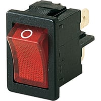 Marquardt Switches Rocker Switch, DPST/ON-OFF, 4A, Illuminated, 230V, Red, Legend, 4.9, 1830 Series