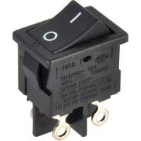 Marquardt Switches Switch, Rocker, DPST, ON-OFF, IP40, 12A, 125-250VAC, Non-Illuminated, PCB, Left