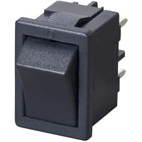 Marquardt Switches Switch, Rocker, DPST, ON-OFF, IP40, 12A, 125-250VAC, Non-Illuminated, Black, PCB