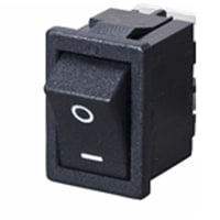 Marquardt Switches Switch, Rocker, DPST, ON-OFF, IP40, 12A, 125-250VAC, Non-Illum, Black, I/O Legend, PCB