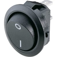 Marquardt Switches Switch, Rocker, SPST, ON-OFF, IP40, 15A, 125-250VAC, QC, Non-Illum, Blk, I/O Legend, QC, 4.8