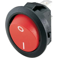 Marquardt Switches Switch, Rocker, SPST, ON-OFF, IP40, 15A, 125-250VAC, QC, Non-Illum, Red, I/O Legend, QC, 4.8