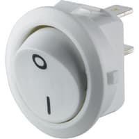 Marquardt Switches Switch, Rocker, SPST, ON-OFF, IP40, 15A, 125-250VAC, QC, Non-Illum, Wht, I/O Legend, QC, 4.8