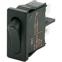 Marquardt Switches Switch, Rocker, SPST, ON-OFF, IP40, 6A, 125-250VAC, Non-Illuminated, Black