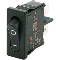 Marquardt Switches Switch, Rocker, SPST, ON-OFF, IP40, 6A, 125-250VAC, Non-Illum, Black, I/O Legend, QC, 4.8