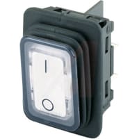 Marquardt Switches Switch, Rocker, DPST, ON-OFF, IP40, 10A, 12VDC, Illuminated, 12V, White, I/O Legend, QC, 6.3