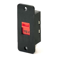 Marquardt Switches Switch, Slide, DPDT, 10A, 125, VAC, 5A, 250VAC, Blk Housing, Red Actr, 115/230Legend, Sldr