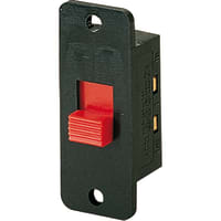 Marquardt Switches Switch, Slide, DPDT, IP40, 2A, 250VAC, Black Housing, Red Actuator, No Legend, Solder