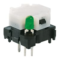 Marquardt Switches Switch, Tact and key, SPNO, 15 Pitch, 100mA 28V, PCB, Illuminated, Green