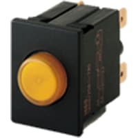 Marquardt Switches Switch, Pushbutton, DPST, IP40, ON-OFF, 16A, 125VAC, Illum, 230V, Orange