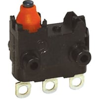 Marquardt Switches Switch, Snap-action, SPDT, mom, Button Actuator, 100mA, 20VDC, L/R Pins 2.5 Long, Sldr