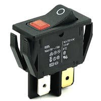 Marquardt Switches Switch, Rocker, DPST, ON-OFF, IP40, 20A, 16A, 250VAC, Illum, 115V, Red, O Legend, QC