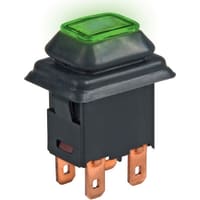 Marquardt Switches Switch, Pushbutton, SPST, ON-OFF, IP65, 12A, 125-250VAC, Illum, 230V, Green, QC