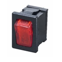 Marquardt Switches Switch, Rocker, SPDT, mom, 6A, 250VAC, 4A, 250VAC, Illum, 230V, Red, Extl Lamp Conn, QC, 6.3