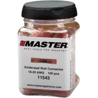 Master Appliance Solderseal Butt Splice Connector Jar, 18-20 AWG Red, 100 Pcs"