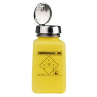 Menda Bottle, 6 Oz., SQ Shape, One-Touch, High Density Polyethylene, Yellow, IPA Printed