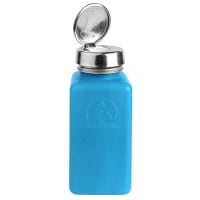 Menda Bottle, 8 Oz., Square Shape, One-Touch, High Density Polyethylene, Blue