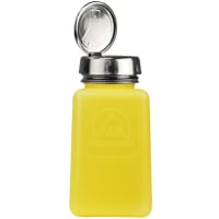 Menda Bottle, 6 Oz., Square Shape, One-Touch, High Density Polyethylene, Yellow