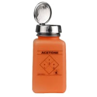 Menda Bottle, 6 Oz., SQ Shape, One-Touch, High Density Polyethylene, Orange, Acetone Printed