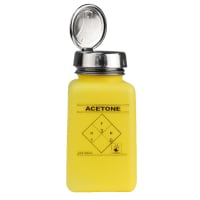 Menda Bottle, 6 Oz., SQ Shape, One-Touch, High Density Polyethylene, Yellow, Acetone Printed