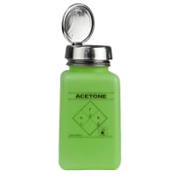 Menda Bottle, 6 Oz., SQ Shape, One-Touch, High Density Polyethylene, Green, Acetone Printed