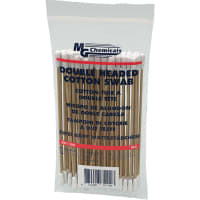 MG Chemicals Swab, Dry, Dbl-Tip, Cotton, Low Lint, Tip 5mmDia, Hnd-L 6", Birch, 100 Swabs