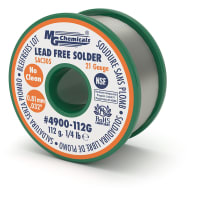 MG Chemicals Solder; Lead Free; No Clean; 21 gauge wire; .032 diameter; 1/4 lb spool; Sn/Ag