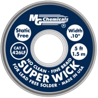 MG Chemicals Desoldering Braid; Lead Free Super Wick; 5ft L x .100in W; ESD Safe; Blue