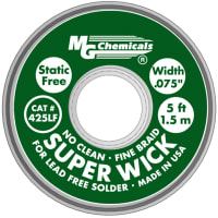 MG Chemicals Desoldering Braid; Lead Free Super Wick; 5ftL x .075inW; ESD Safe; Green