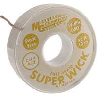 MG Chemicals Desolder, Fine Braid Super Wick, 50ft L x 0.050in W, RMA Type, Yellow