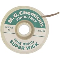 MG Chemicals Desoldering, Fine Braid Super Wick, 5ft L x .075In W, ESD Safe, RMA Type, Green