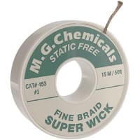 MG Chemicals Desolder, Fine Braid Super Wick, 50ft L x 0.075In W, RMA Type, Green