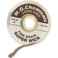 MG Chemicals Desoldering, Fine Braid Super Wick, 5ft L x .125in W, ESD Safe, RMA type, Brown