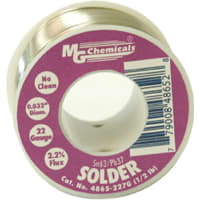 MG Chemicals Solder; 0.050 Dia.; SN63/PB37; 1/2 Lbs.; No Clean; Flux Core 2.20%