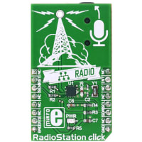 MikroElektronika RadioStation Click, Broadcast via FM Radio Band, I2C, 3.3V, Si4713-B30, 1.69"X1"