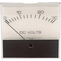 Modutec (Jewell Instruments) Panel Meter, Volt, Electrical/Elec, Analog, Range 0-30VDC, Accy 5%