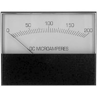 Modutec (Jewell Instruments) Panel Meter, Ammeter, Electrical/Elec, Analog, Range 0-200uADC, Accy 2%