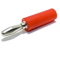 Mueller Conn, Test, Banana, Plug, Red, Insulated, Phosphor Bronze Cont Mtl, Nickel, Brass, 15A