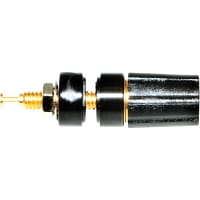 Mueller Black Binding Post w/ Brass Contacts and Gold Plated - 9.53mm Hole Diameter 15A