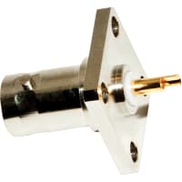 Mueller Conn RF BNC Jack STR Body:TarnishResBrass 50Ohm PTFE Cnt:GoldPLDBECu 4-HoleFlng.