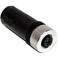 Mueller M12 Connector, 4 Pin, Female, Straight, Field Wireable, Nylon, PG9